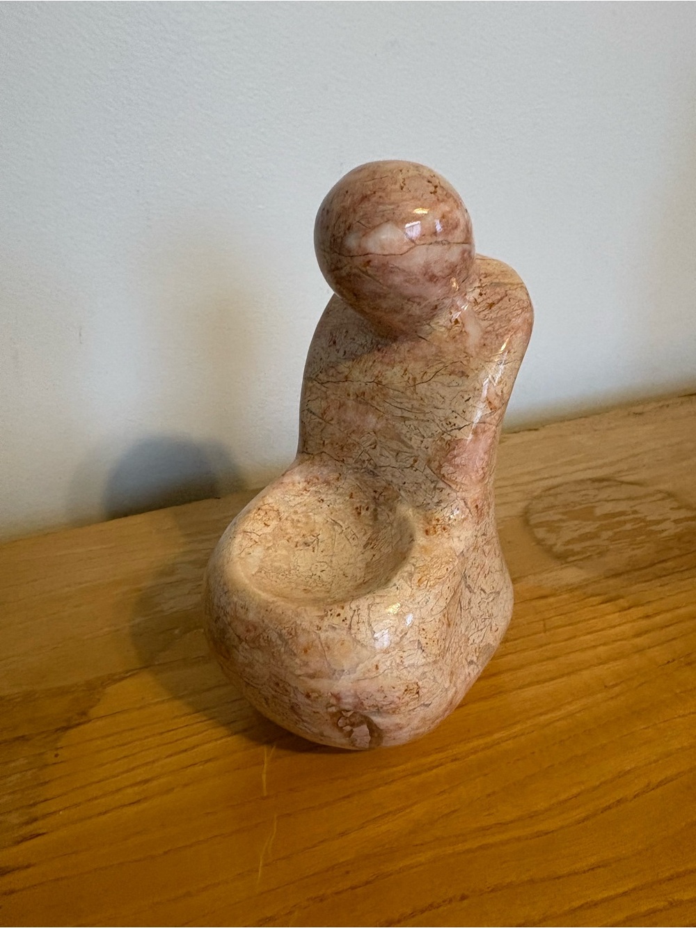Beautiful Vintage Abstract carved stone sculpture polished finish veined pattern